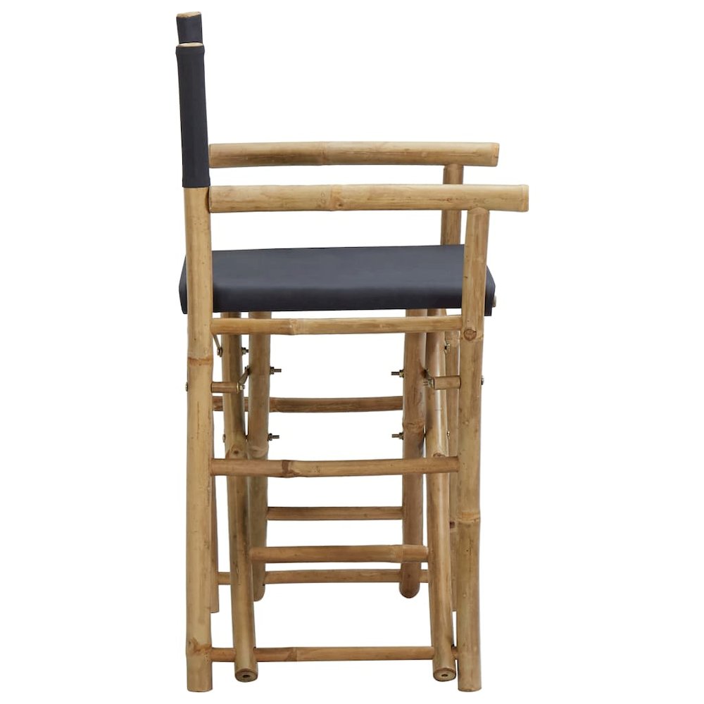 Director's Chair Set of 2 Dark Grey Bamboo, Polyester Standard. Picture 4