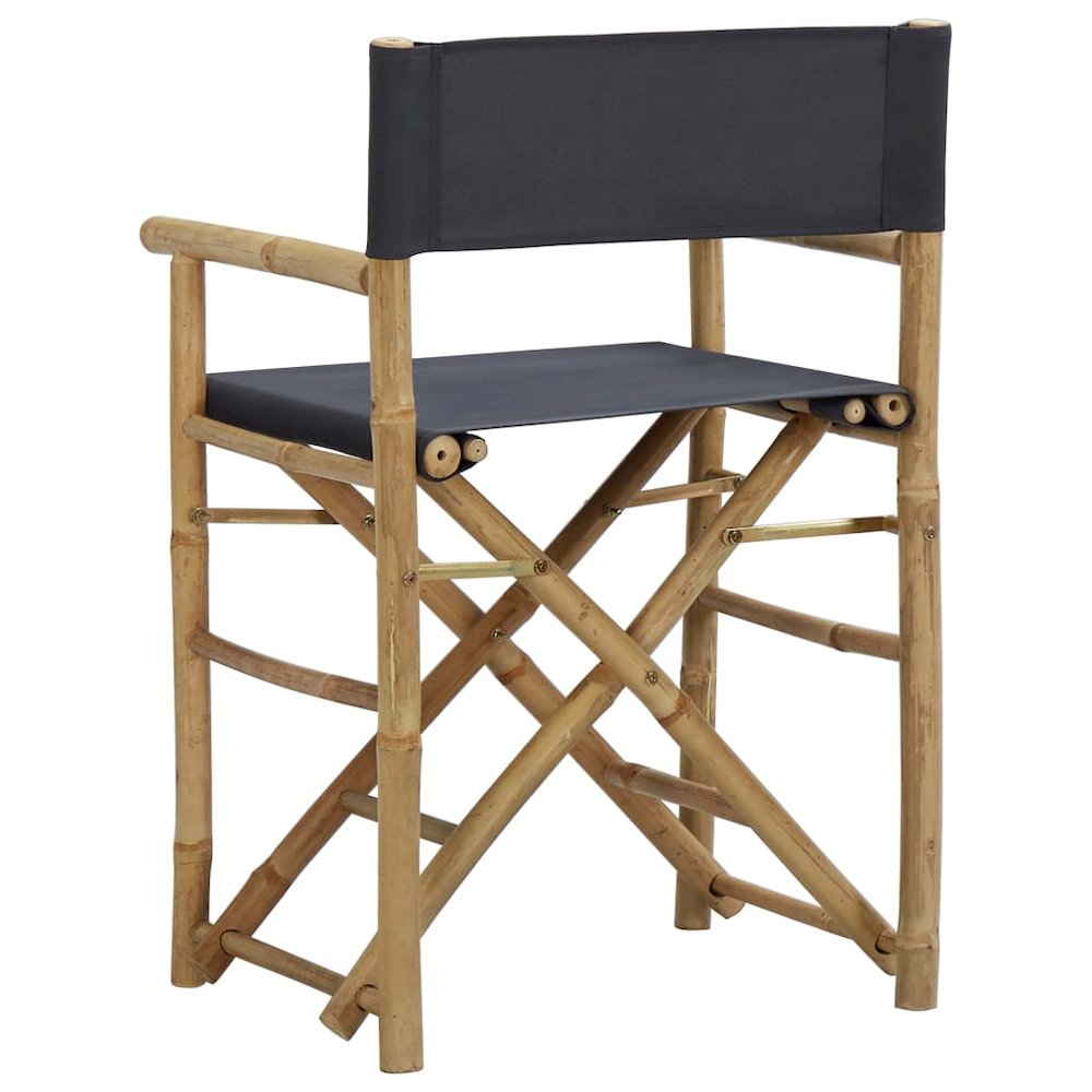 Director's Chair Set of 2 Dark Grey Bamboo, Polyester Standard. Picture 5