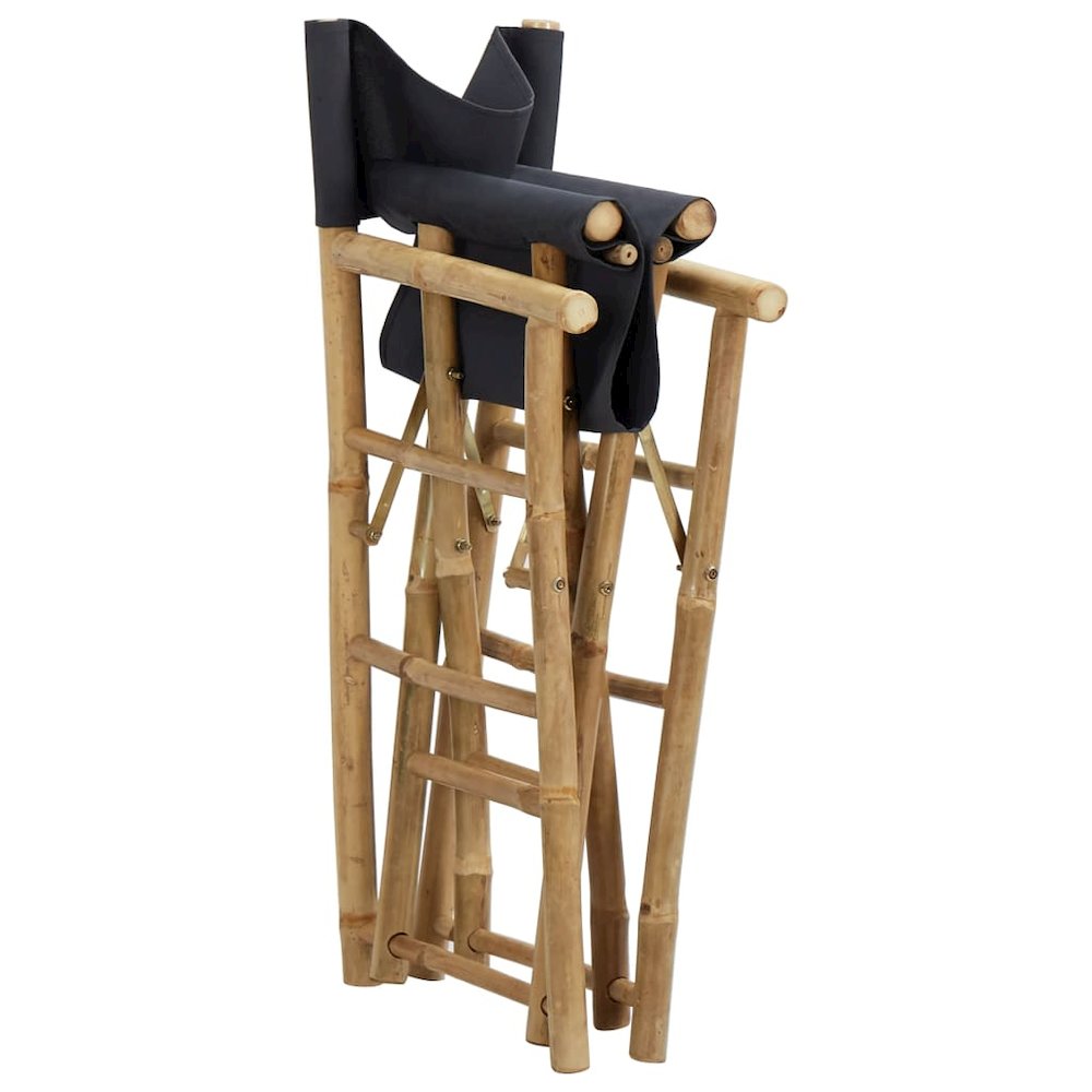 Director's Chair Set of 2 Dark Grey Bamboo, Polyester Standard. Picture 6