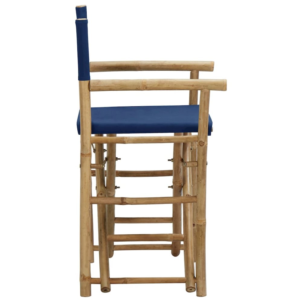 Director's Chair Set of 2 Blue Bamboo Standard Foldable. Picture 4