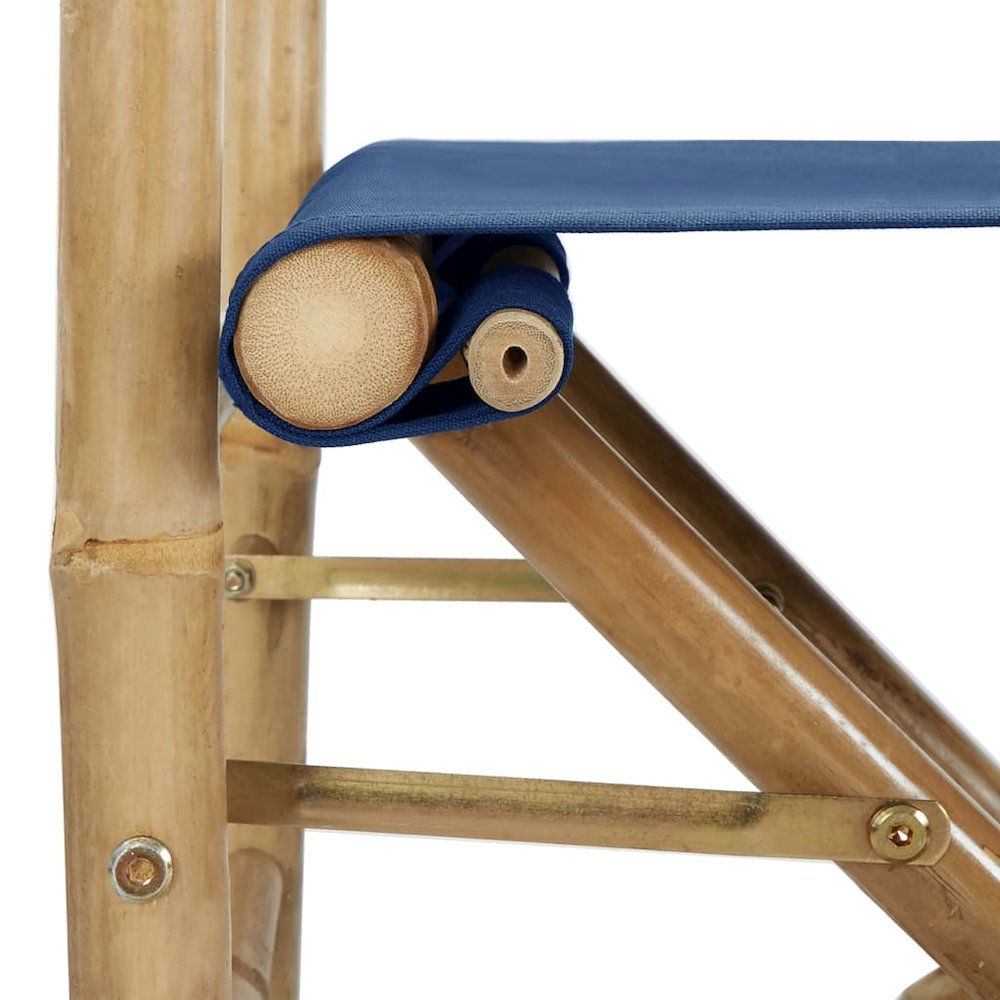 Director's Chair Set of 2 Blue Bamboo Standard Foldable. Picture 7