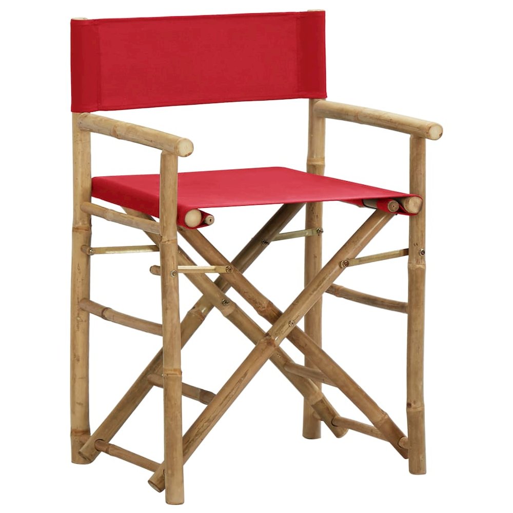 Director's Chair Set of 2 Red Bamboo, Polyester Standard. Picture 2