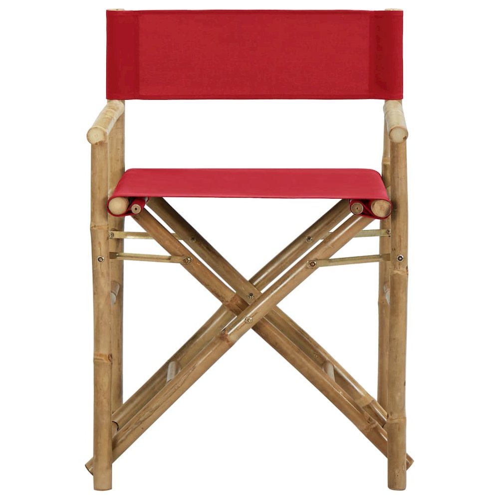 Director's Chair Set of 2 Red Bamboo, Polyester Standard. Picture 3