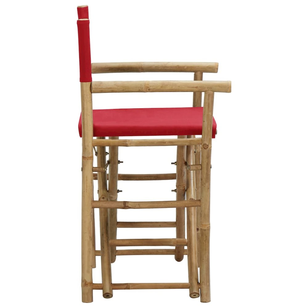 Director's Chair Set of 2 Red Bamboo, Polyester Standard. Picture 4