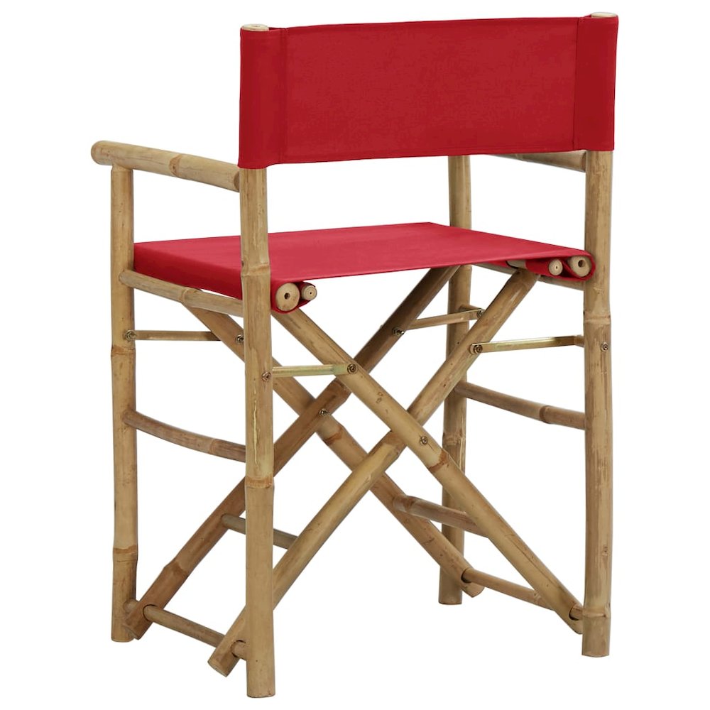 Director's Chair Set of 2 Red Bamboo, Polyester Standard. Picture 5