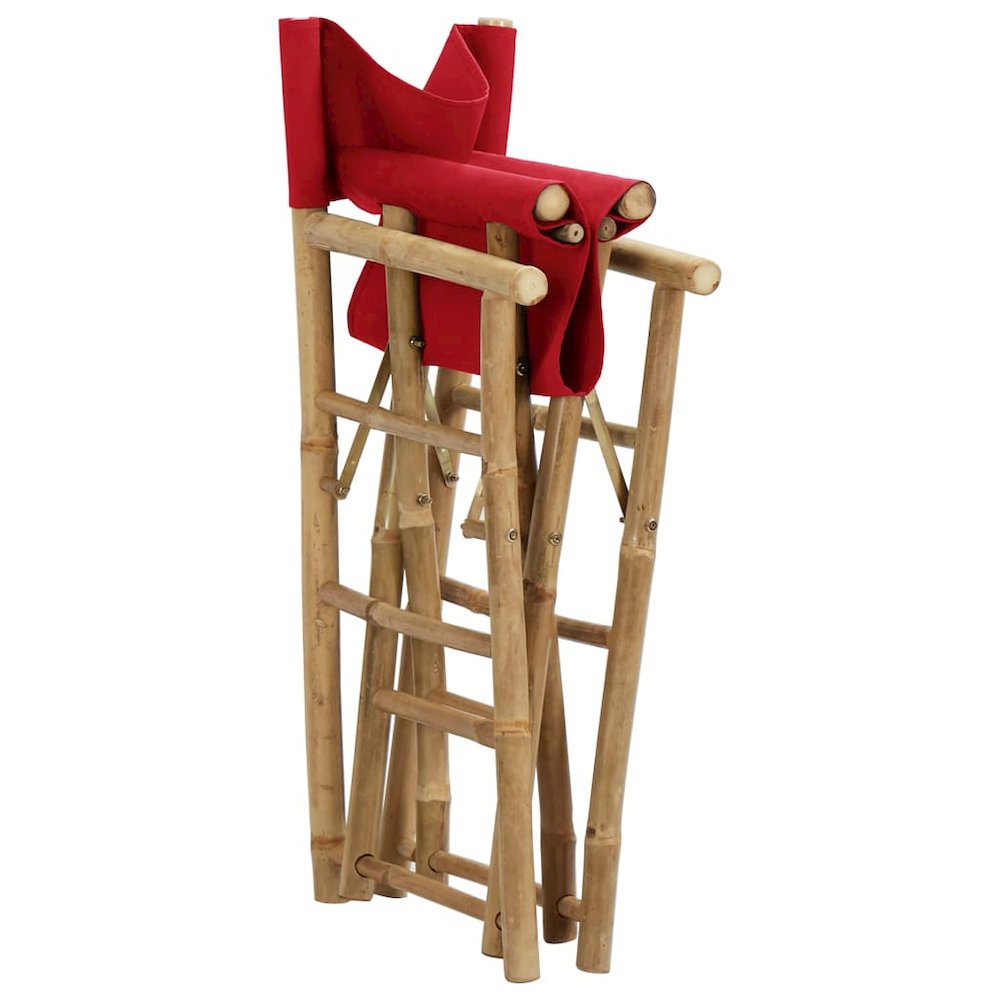 Director's Chair Set of 2 Red Bamboo, Polyester Standard. Picture 6