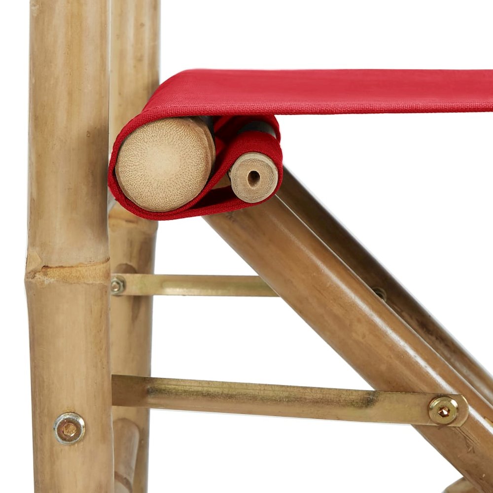 Director's Chair Set of 2 Red Bamboo, Polyester Standard. Picture 7