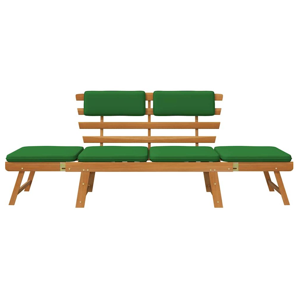 Garden Bench Green, Brown Solid Acacia wood, Polyester Medium. Picture 5