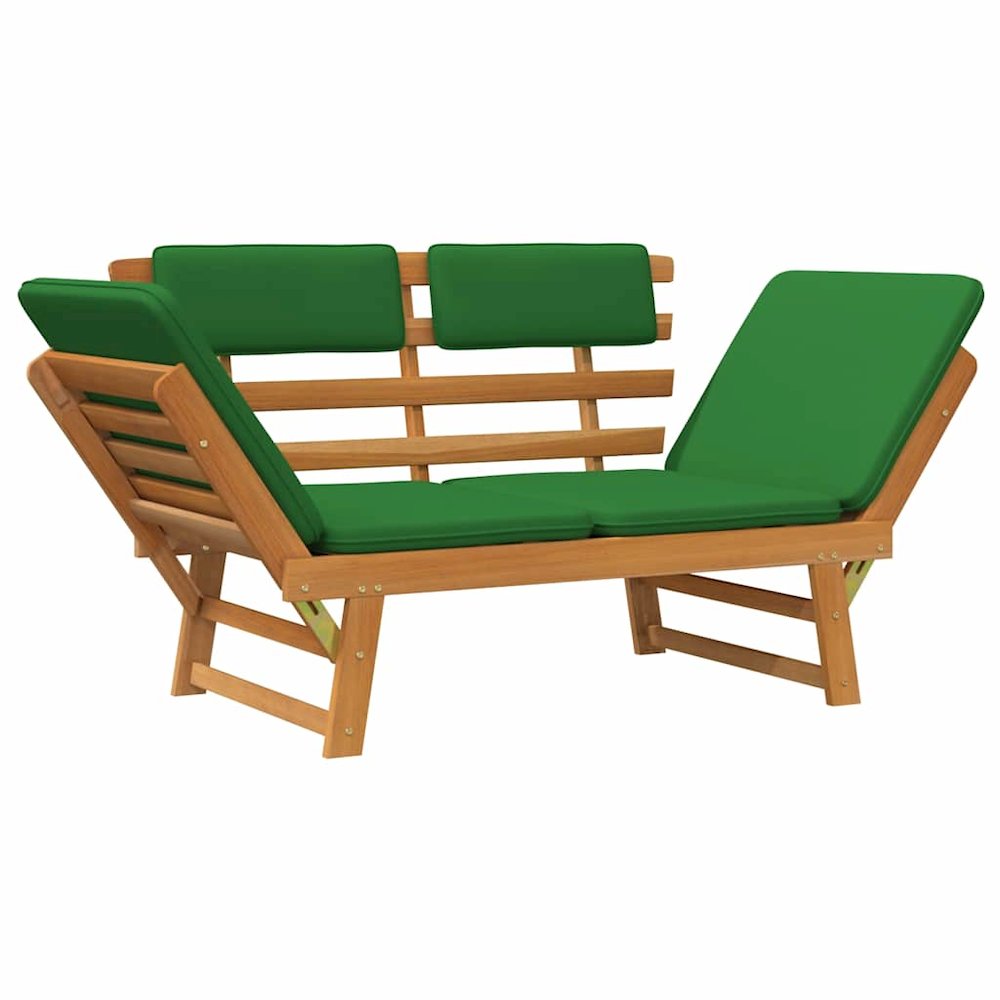 Garden Bench Green, Brown Solid Acacia wood, Polyester Medium. Picture 6