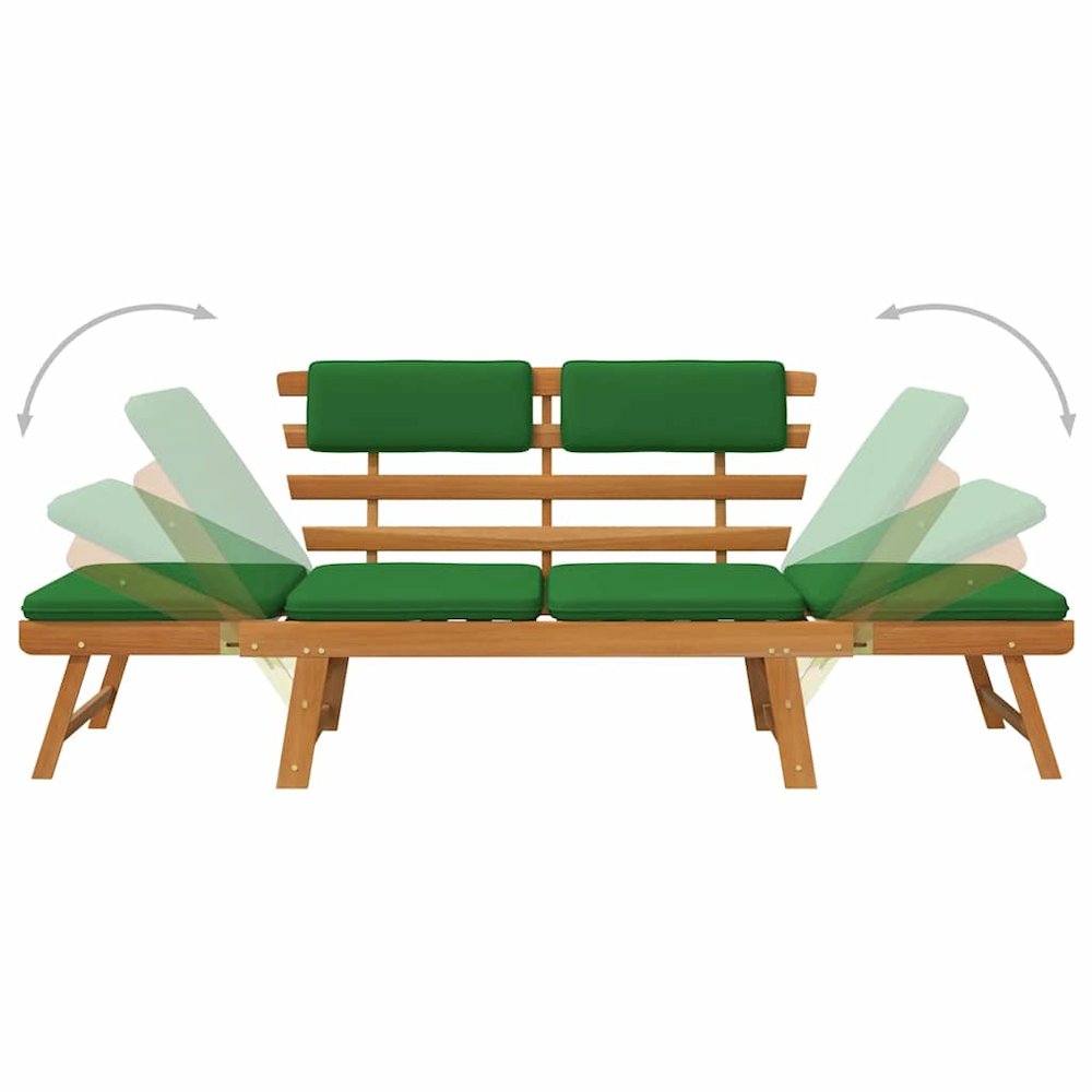 Garden Bench Green, Brown Solid Acacia wood, Polyester Medium. Picture 7