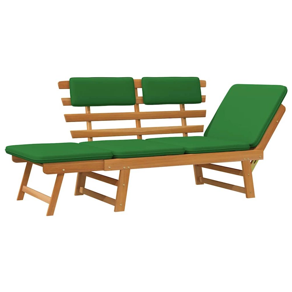 Garden Bench Green, Brown Solid Acacia wood, Polyester Medium. Picture 8