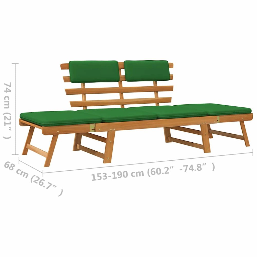 Garden Bench Green, Brown Solid Acacia wood, Polyester Medium. Picture 11