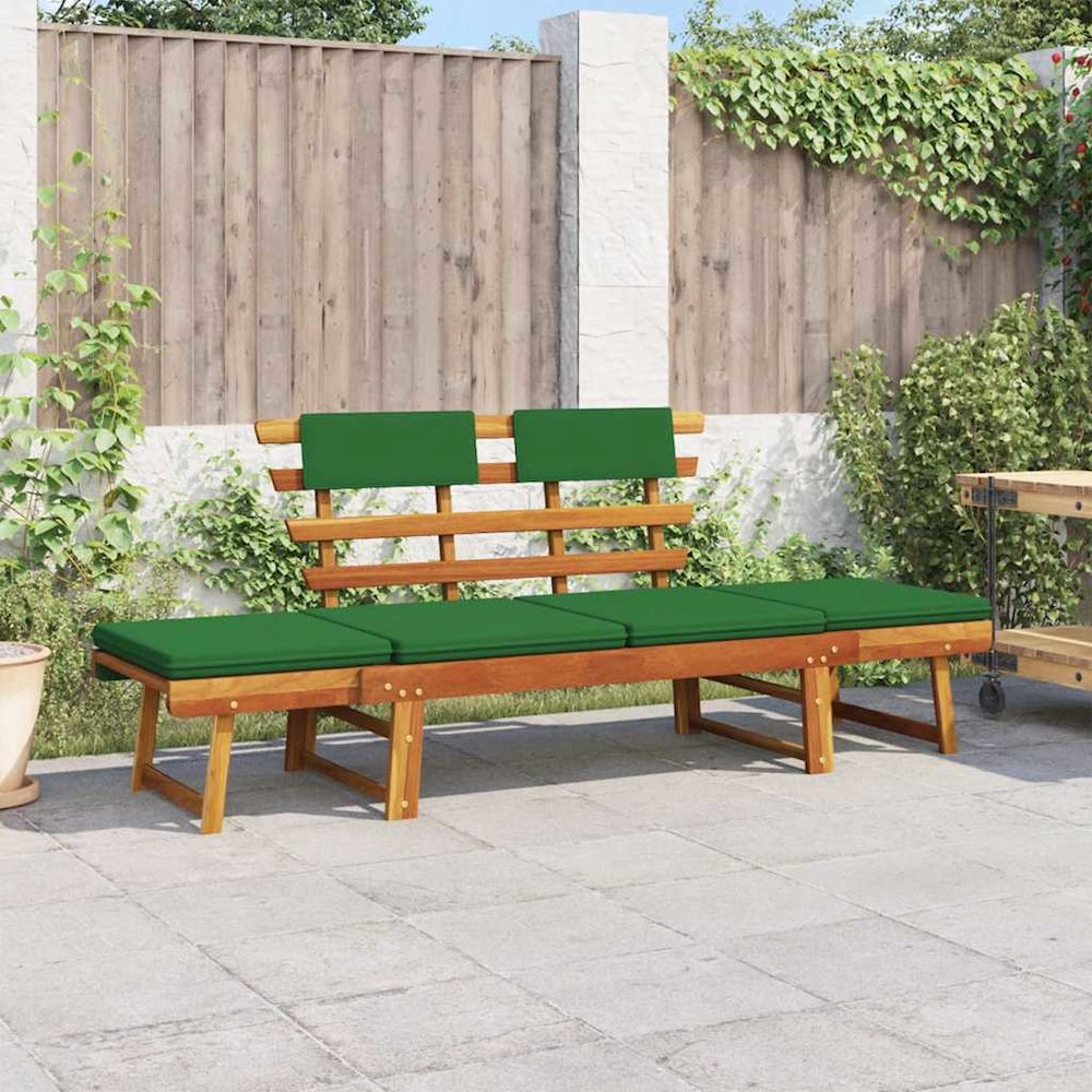 Garden Bench Green, Brown Solid Acacia wood, Polyester Medium. Picture 2