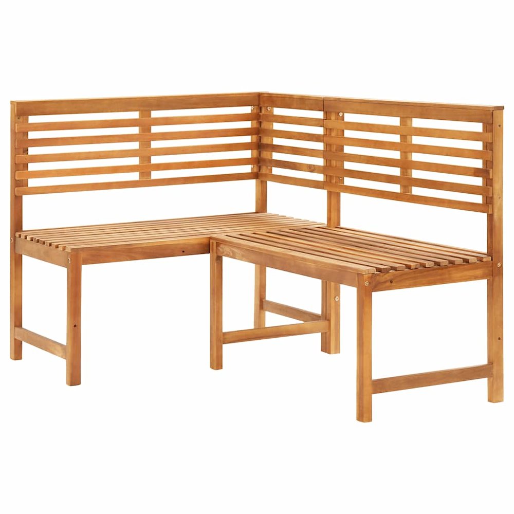 Corner Bench Brown Solid Acacia Wood 55.1 in corner bench. Picture 1