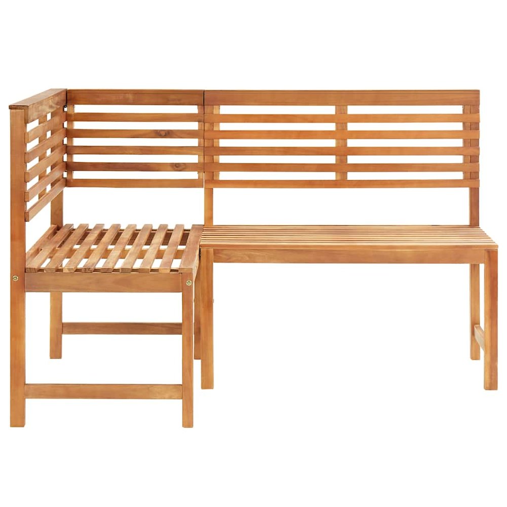 Corner Bench Brown Solid Acacia Wood 55.1 in corner bench. Picture 5