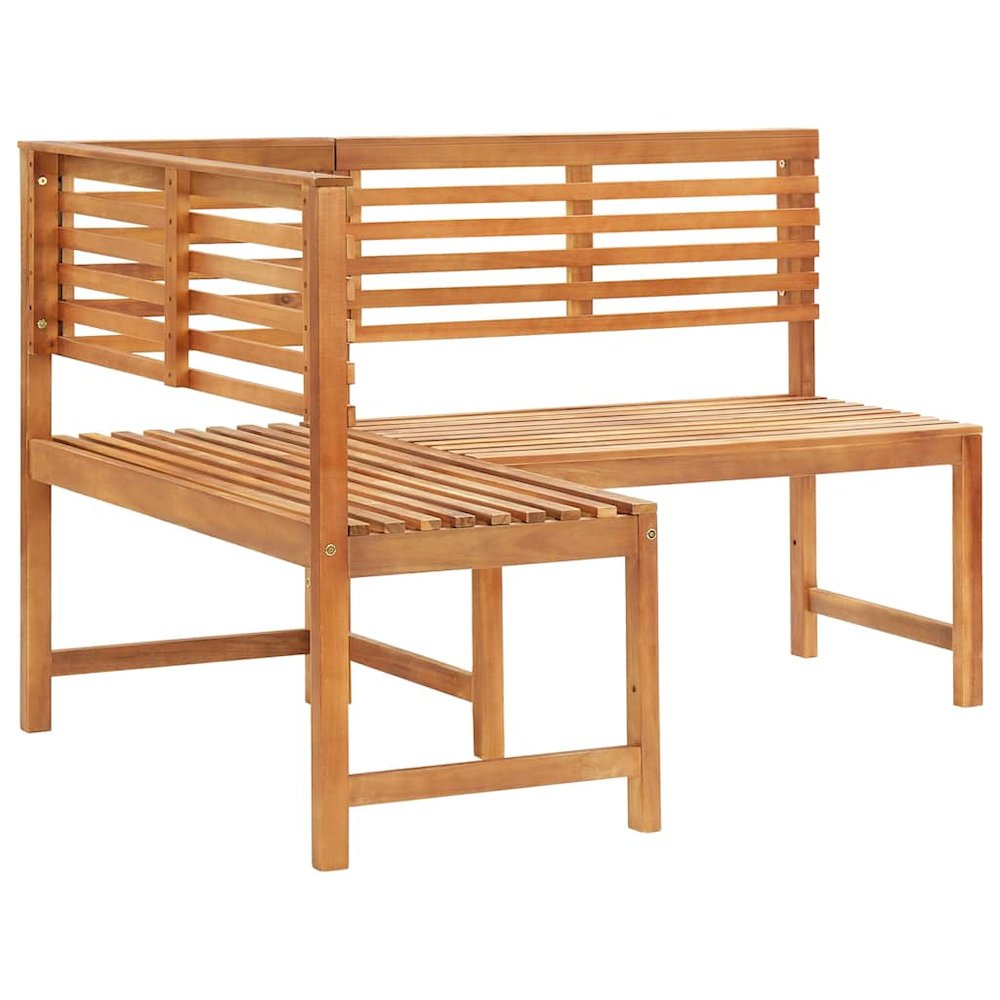 Corner Bench Brown Solid Acacia Wood 55.1 in corner bench. Picture 6