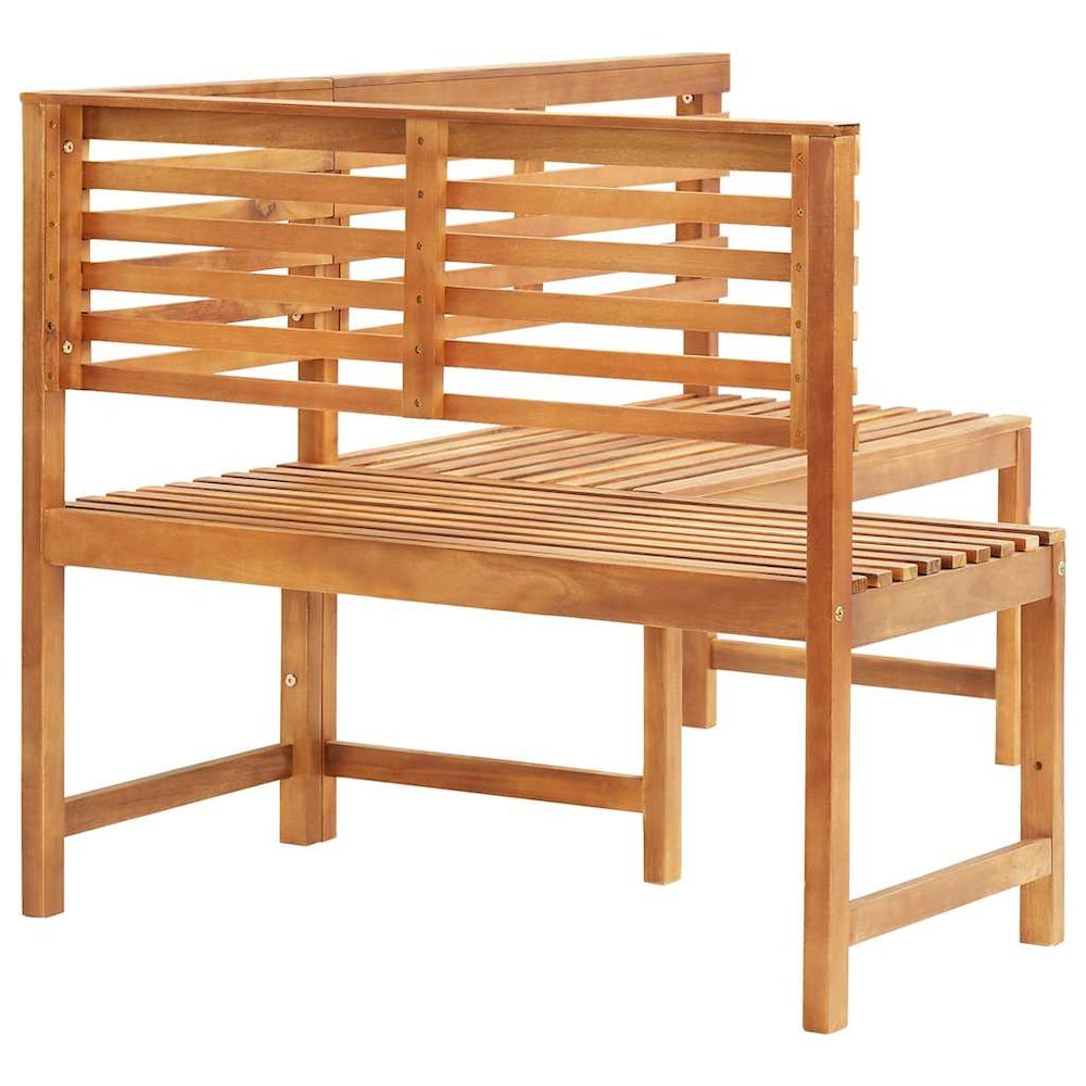Corner Bench Brown Solid Acacia Wood 55.1 in corner bench. Picture 7