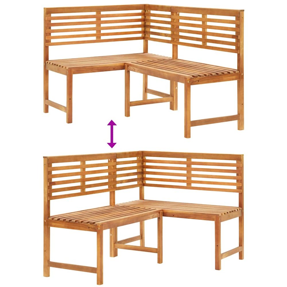 Corner Bench Brown Solid Acacia Wood 55.1 in corner bench. Picture 12