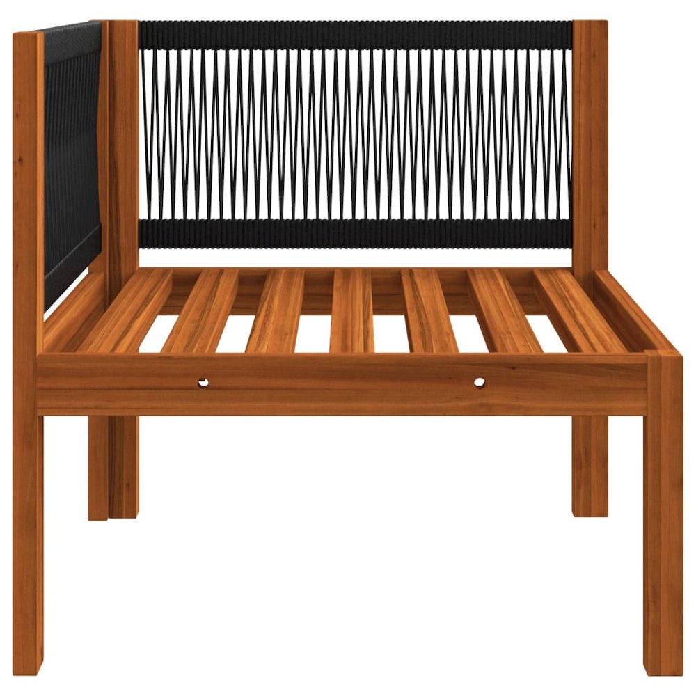 Corner Sofa Cream White Solid Acacia Wood, Rope Medium Modular. Picture 7