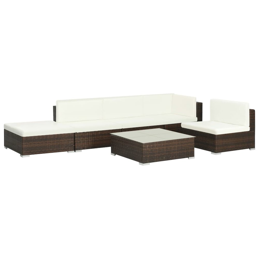 Patio Sofa Set Set of 6 Brown, Cream white. Picture 2