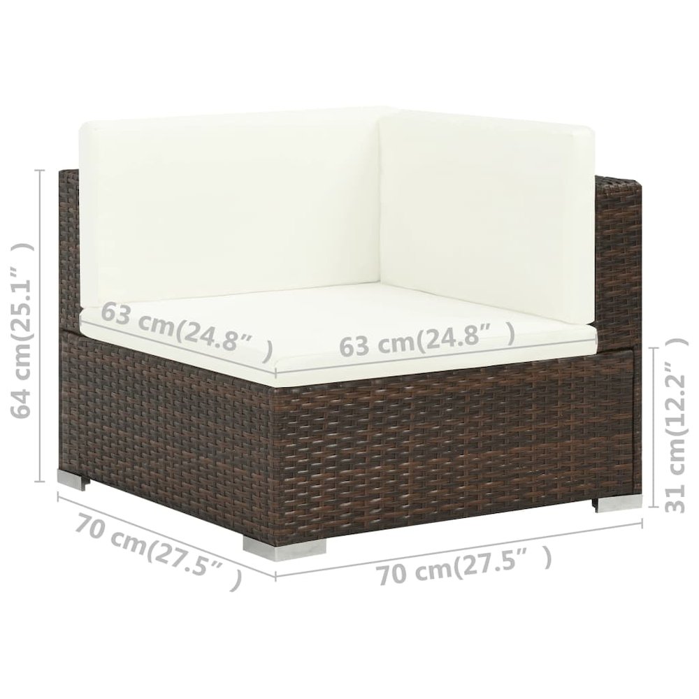 Patio Sofa Set Set of 6 Brown, Cream white. Picture 8
