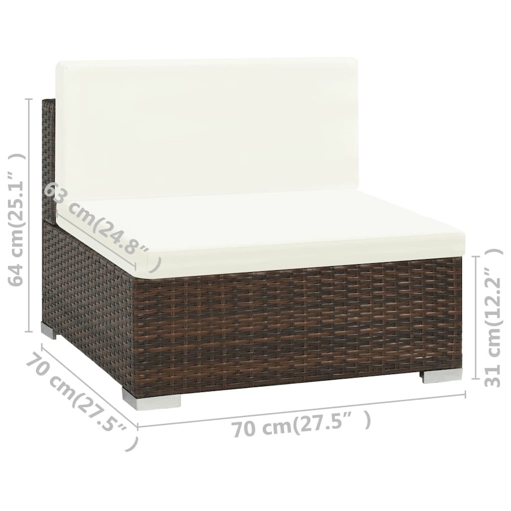 Patio Sofa Set Set of 6 Brown, Cream white. Picture 9