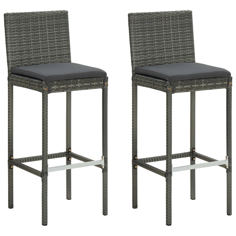 Bar Stool Set of 2 Gray. Picture 1