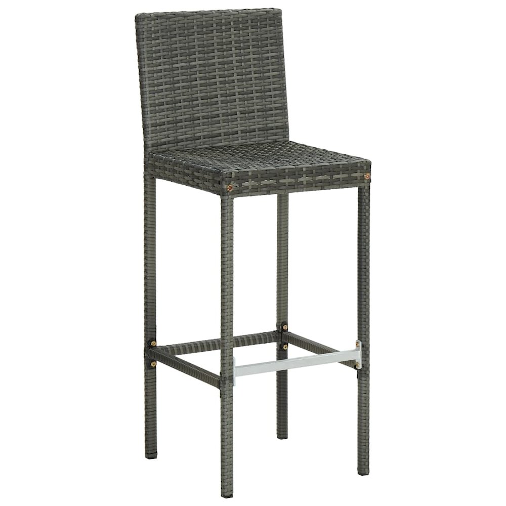 Bar Stool Set of 2 Gray. Picture 3