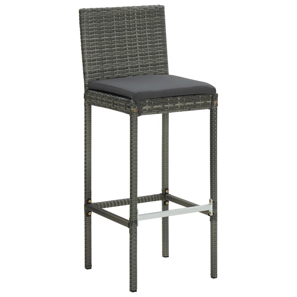 Bar Stool Set of 4 Grey Poly rattan Counter height. Picture 2