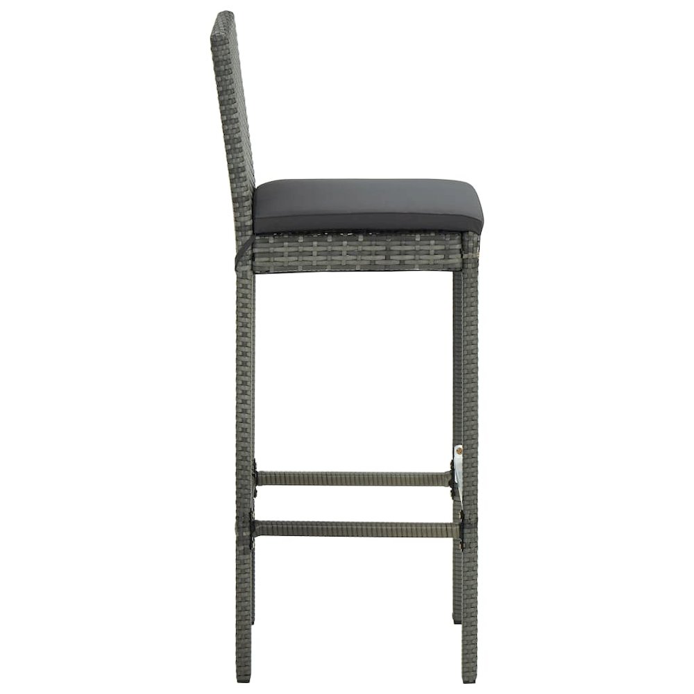 Bar Stool Set of 4 Grey Poly rattan Counter height. Picture 5