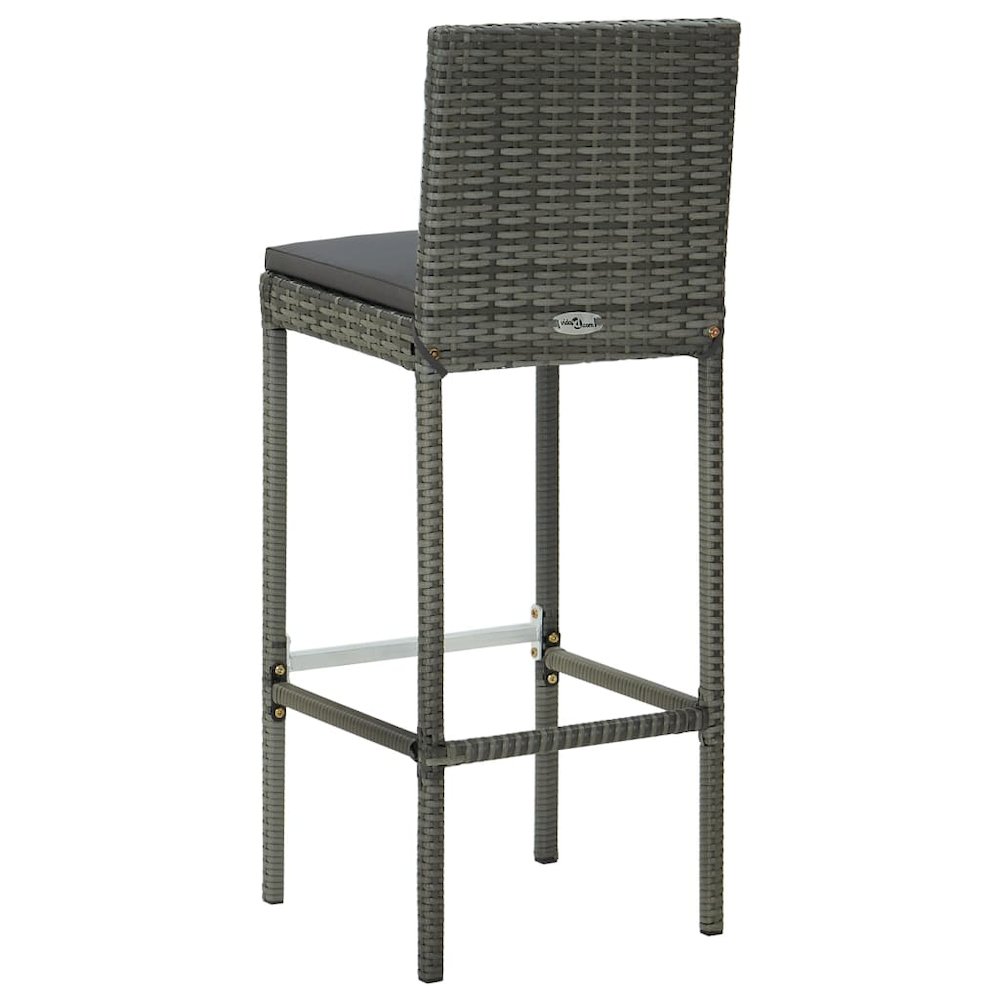 Bar Stool Set of 4 Grey Poly rattan Counter height. Picture 6