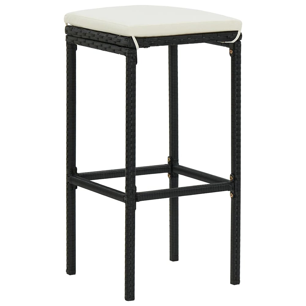 Bar Stool Set of 2 Black PE rattan Medium Footrest Bar Stool. Picture 2