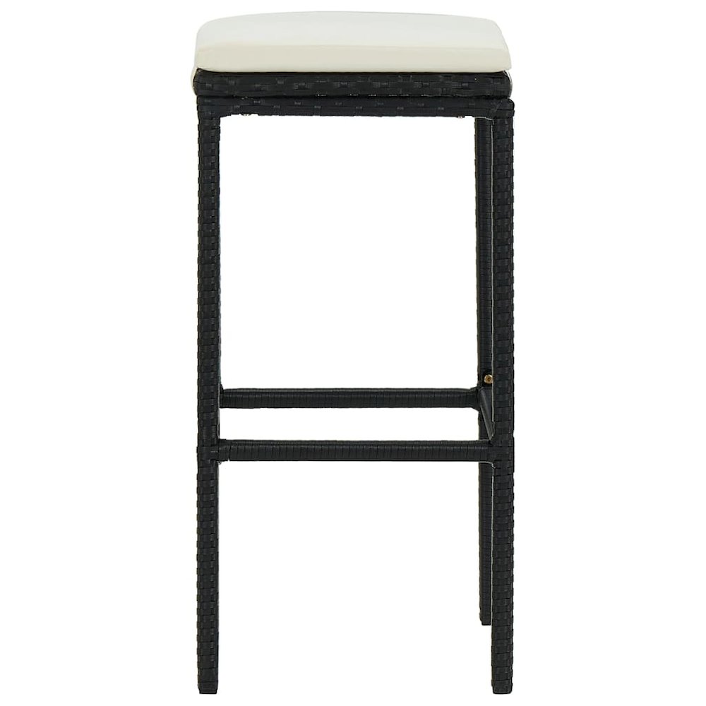 Bar Stool Set of 2 Black PE rattan Medium Footrest Bar Stool. Picture 5