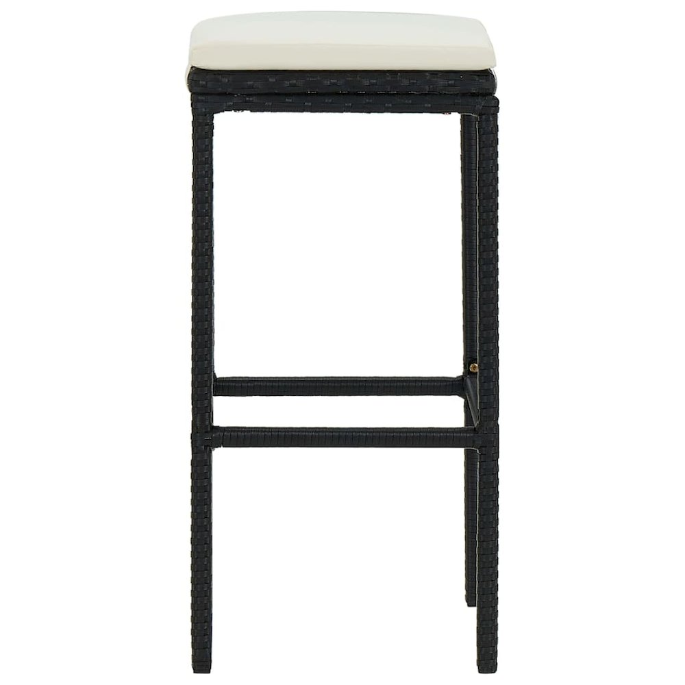 Bar Stool Set of 4 Black, Cream White. Picture 4
