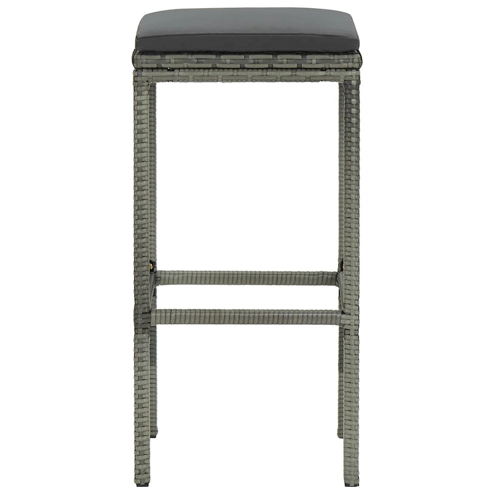 Bar Stool Set of 4 Grey PE Rattan Standard Footrest. Picture 4