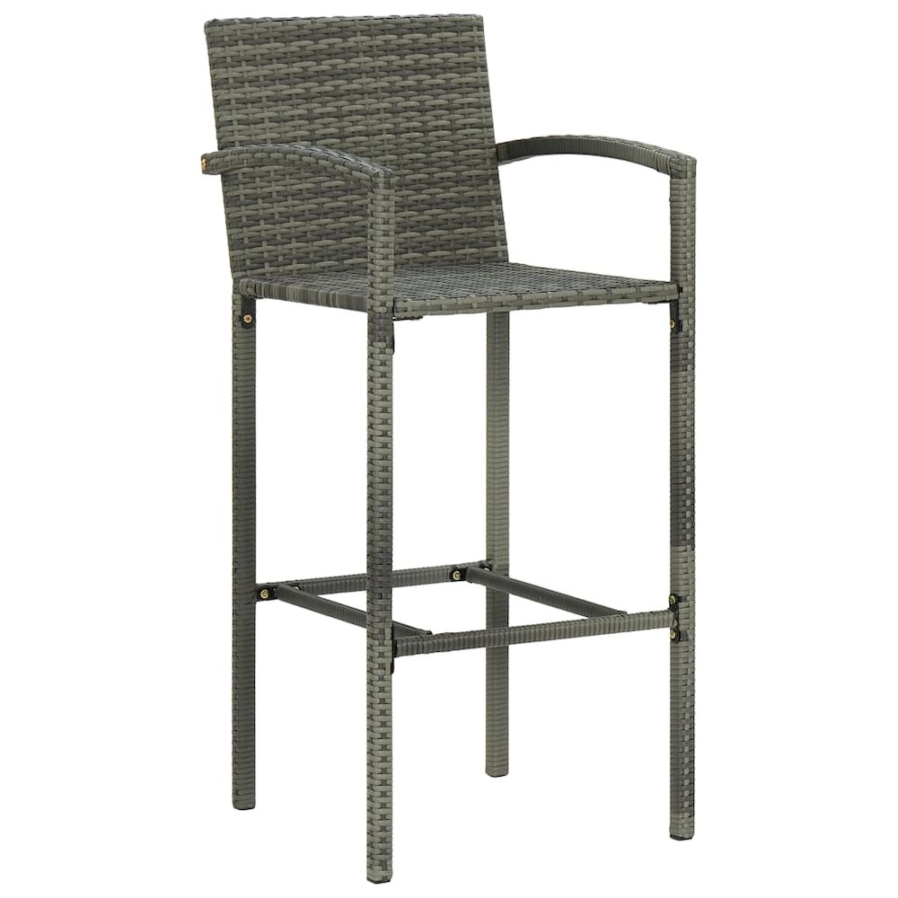 Bar Stool Set of 2 Grey PE rattan, powder-coated steel. Picture 2