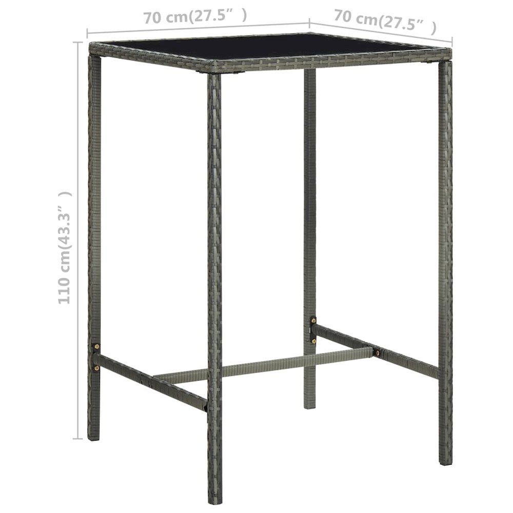 Bar Table Grey PE Rattan Medium Durable Bar Table Square. Picture 6