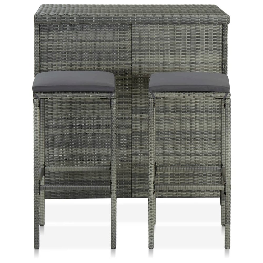 Bar Set Grey PE rattan, steel, fabric (100% polyester) Medium. Picture 2