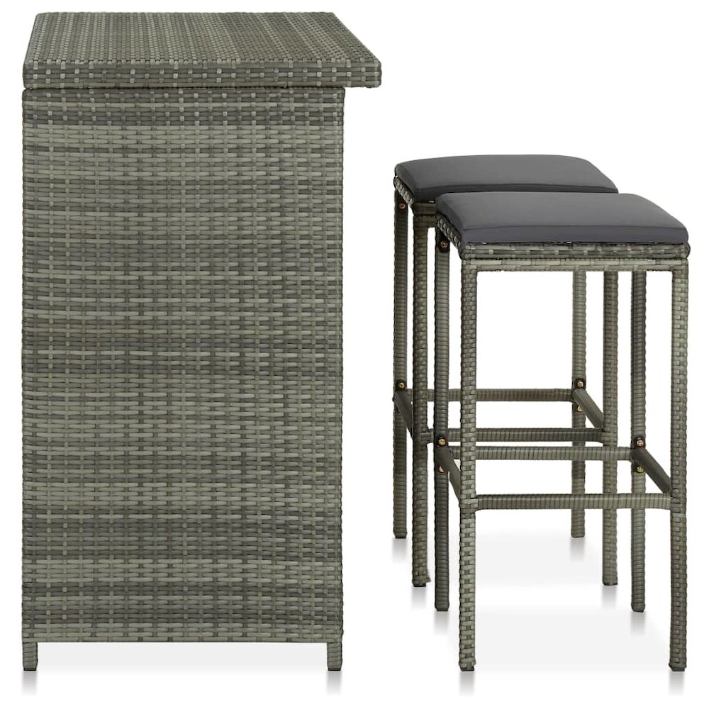 Bar Set Grey PE rattan, steel, fabric (100% polyester) Medium. Picture 3
