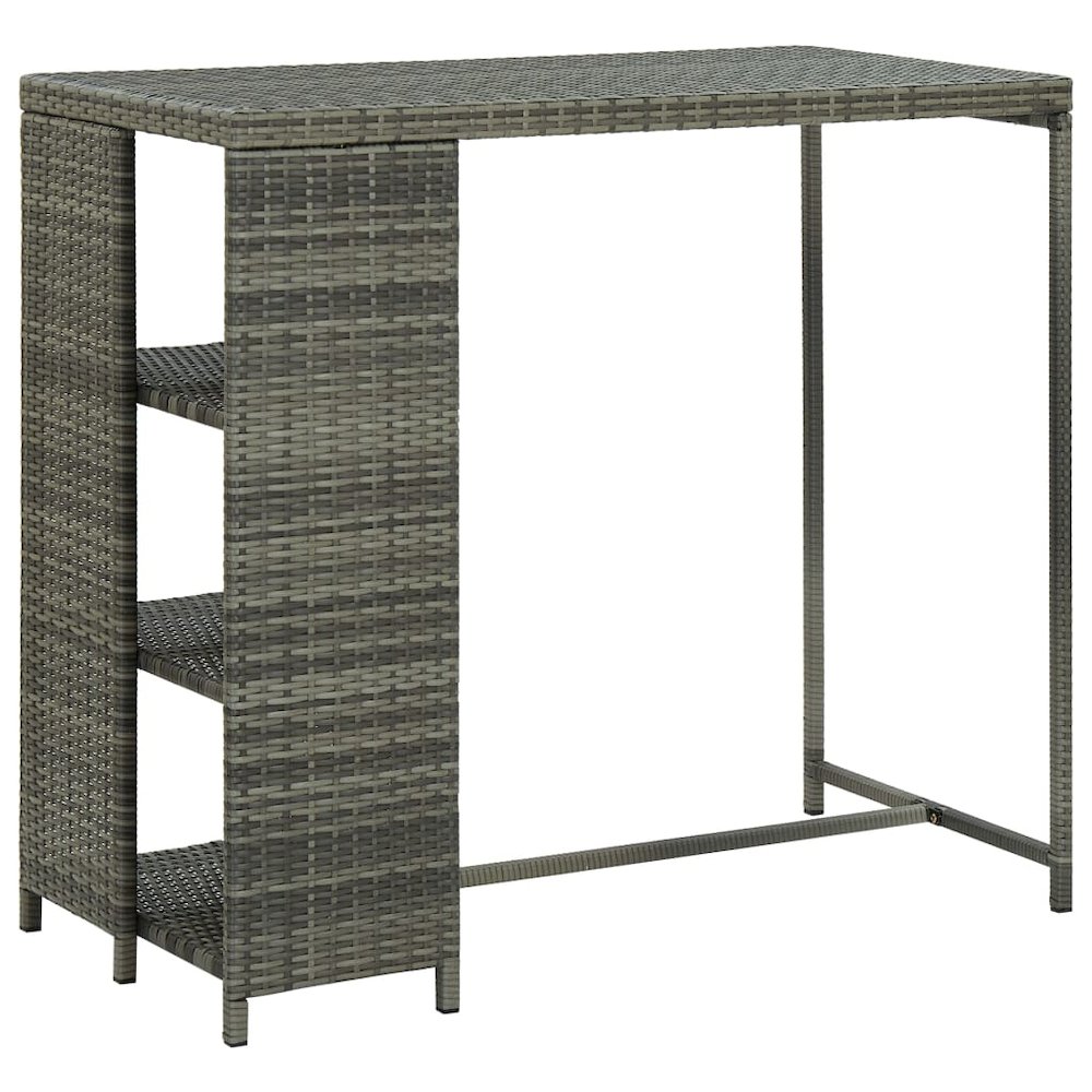 Bar Table Grey PE Rattan, Steel 47.2 x 23.6 x 43.3 in Bar Table. Picture 1
