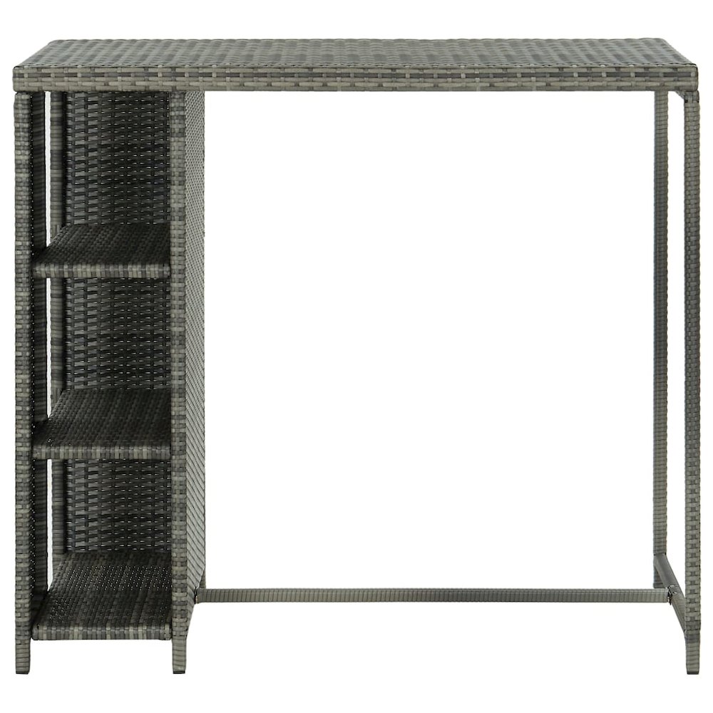 Bar Table Grey PE Rattan, Steel 47.2 x 23.6 x 43.3 in Bar Table. Picture 2