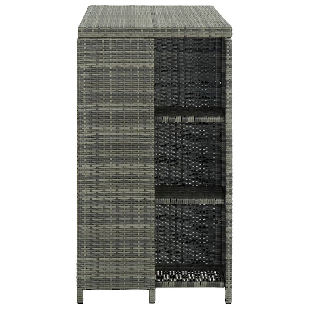 Bar Table Grey PE Rattan, Steel 47.2 x 23.6 x 43.3 in Bar Table. Picture 3