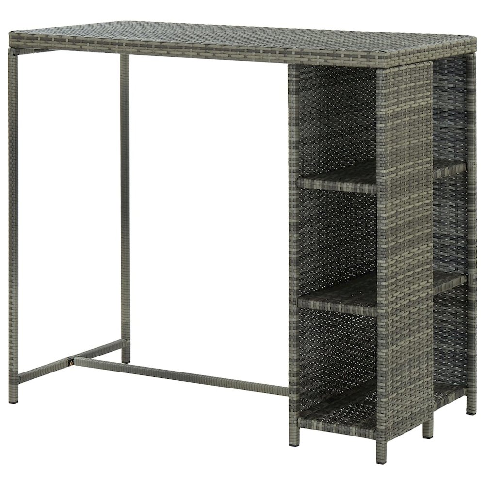 Bar Table Grey PE Rattan, Steel 47.2 x 23.6 x 43.3 in Bar Table. Picture 4