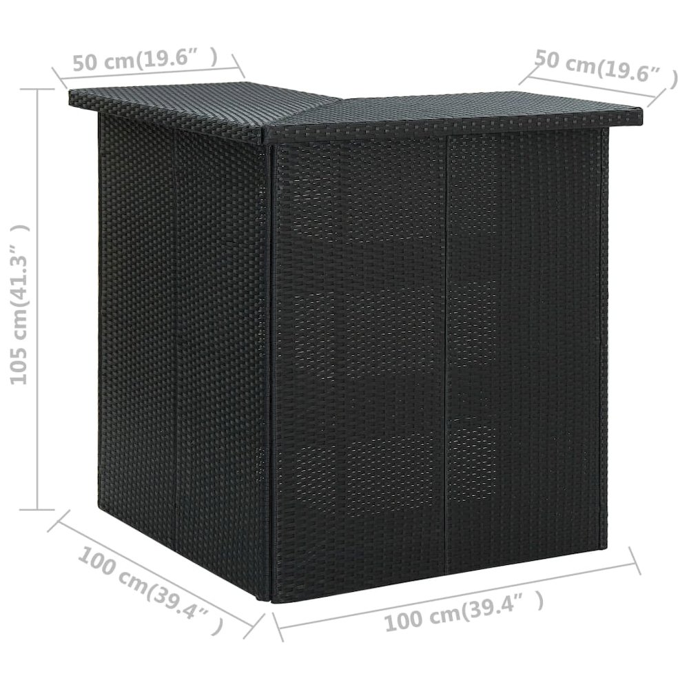 Bar Table Black PE rattan, steel medium Bar Table Modern. Picture 7