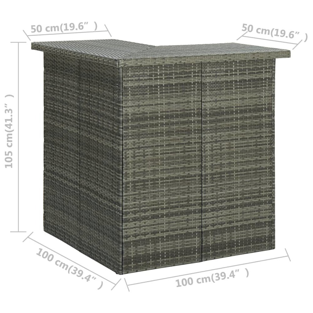 Bar Table Gray PE rattan, steel Corner Bar Table Rectangular. Picture 7