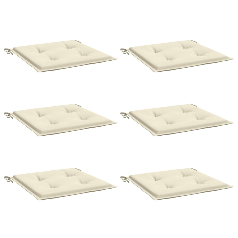 Chair Cushion Set of 6 Cream Oxford fabric (100% polyester). Picture 3