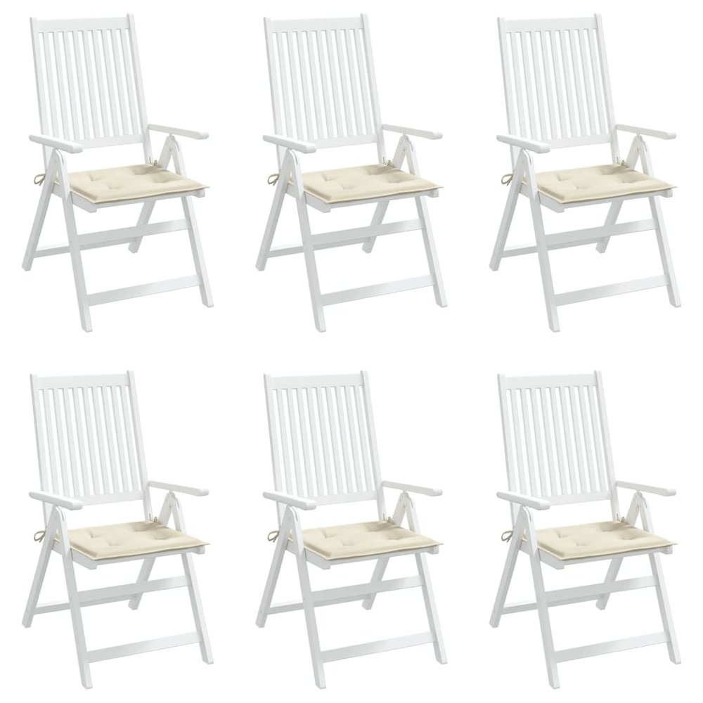 Chair Cushion Set of 6 Cream Oxford fabric (100% polyester). Picture 4