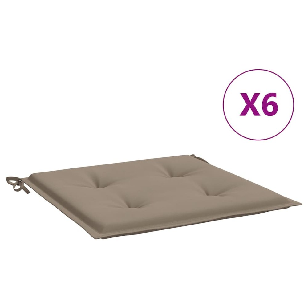 Chair Cushion Set of 6 Taupe Oxford fabric (100% polyester). Picture 2