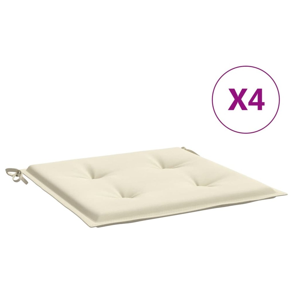 Chair Cushion Set of 4 Cream Oxford fabric (100% polyester). Picture 2