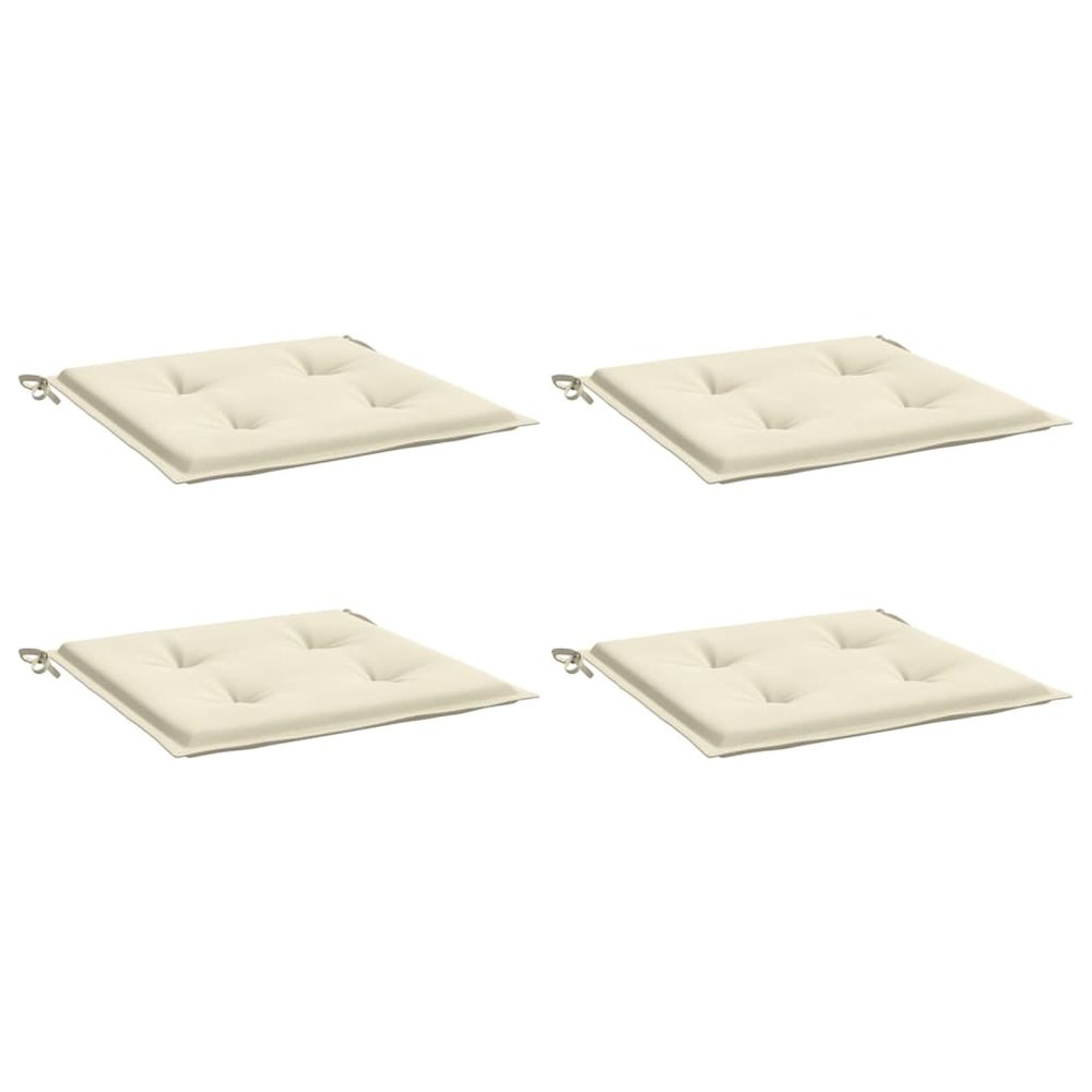 Chair Cushion Set of 4 Cream Oxford fabric (100% polyester). Picture 3